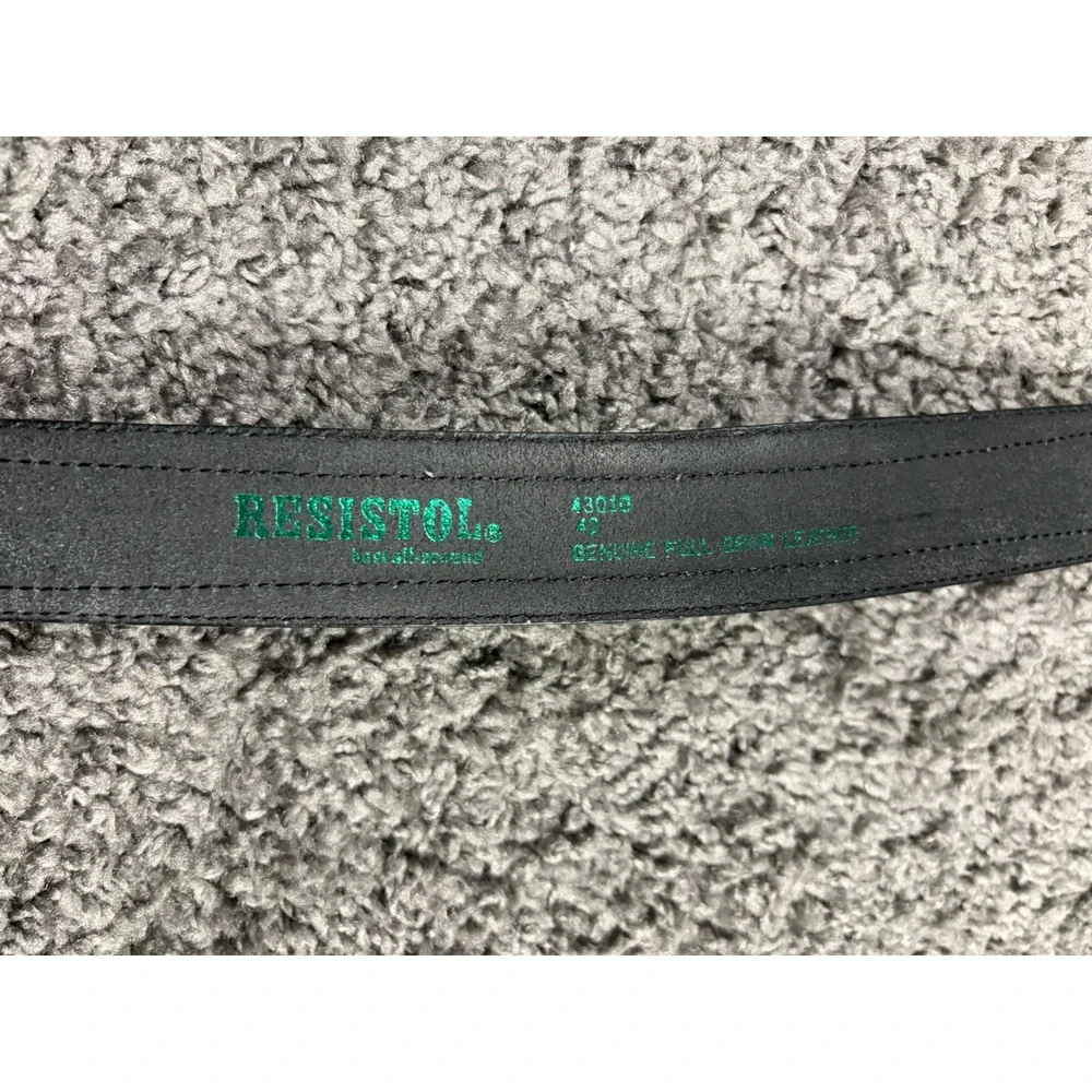 Resistol Mens Western Leather Belt Black Green Whipstitch Silver Hardware 42